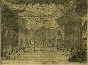 Fig. 1, J. B. Boudard, “Salon donde se celebro el festin que el Cardenal Porto Carrero hizo eregir en Parma en la Celebridad del Baptismo del real Principe”. Published in Francesco Baroncelli, Palazzo Farnese Rangoni: sede della Prefettura di Parma, Battei, Parma, 2007, p. 23