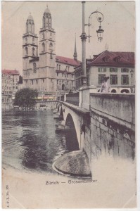 Zürich, Limmat & Grossmünster 1912